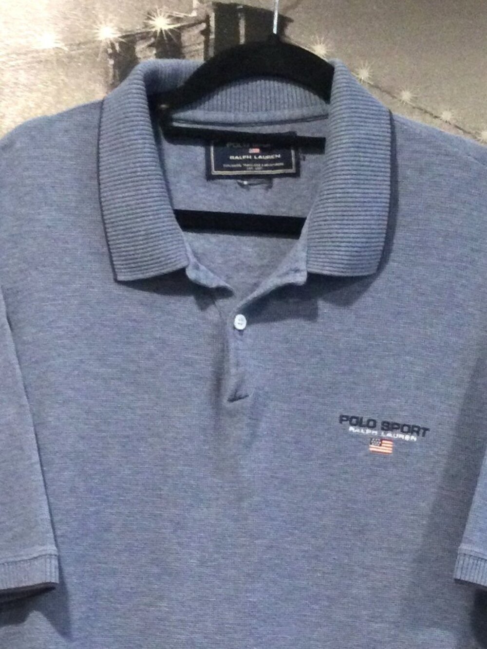 Polo Sport Ralph Lauren Blue Sweater Short Sleeve Mens Sz Large - Picture 2 of 2